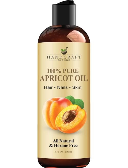 Handcraft Blends Apricot Kernel Oil – Cold-Pressed 8 Fl Oz – 100% Pure and Natural – Premium Grade Carrier Oil for Skin and Hair – Hair and Body – Massage – Hexane-Free