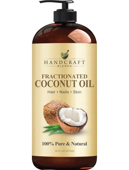Handcraft Blends Fractionated Coconut Oil – 16 Fl Oz – 100% Pure and Natural – Premium Grade Carrier Oil for Skin, Hair and Body – Massage – Hair Tonic