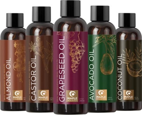 Pure Carrier Oils for Essential Oils – DIY Skin Care Set with Hair Oils Skin Oils for Body Care Moisturizers for Face and Body plus Nail Care – Anti Aging Skin Care DIY Beauty Products Carrier Oil Set