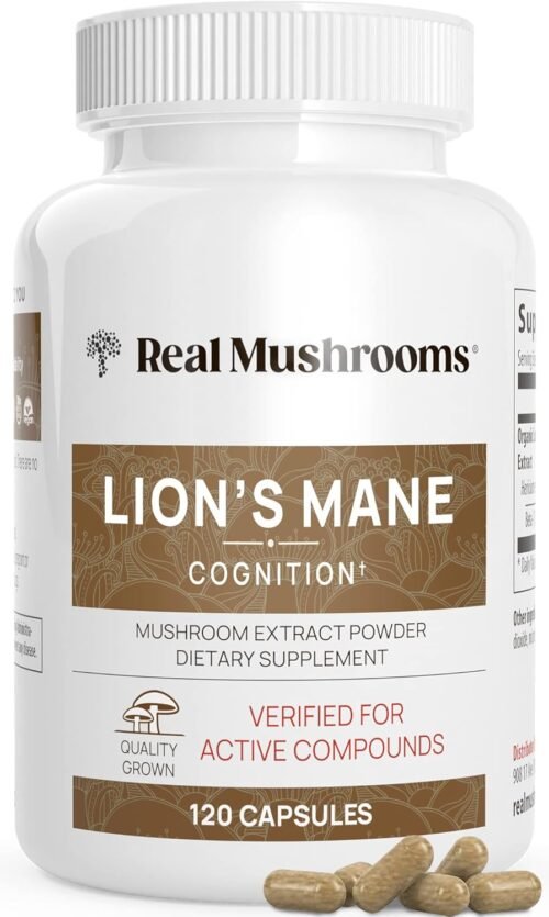 Lions Mane Mushroom Cognition (120 Capsules) Lions Mane Mushroom Powder Extract Capsules | Brain Supplement, Brain Vitamins, Focus Supplement