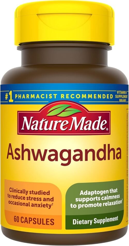 Nature Made Ashwagandha Capsules 125mg for Stress Support, 60 Capsules, 60 Day Supply