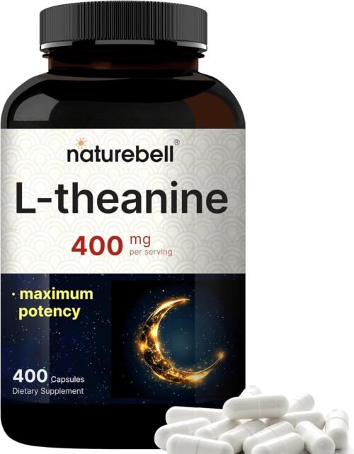 L-Theanine Supplement 400mg Per Serving, 400 Capsules | Max Potency Relaxation & Focus Support – Bioavailable Free Form – Natural Amino Acid – Non-Drowsy – Non-GMO