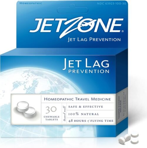 Jet Lag Remedy – Homeopathic Travel Aid – Trusted for Over 15 Years – Immune Health – Circadian Rhythm – Fatigue – Exhaustion – Tired – Can’t Sleep – Good for 48hrs Flying Time – 30 Chewables