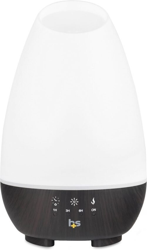 HealthSmart 500ML Essential Oil Diffuser for Large Rooms, Cool Mist Humidifier and Aromatherapy Diffuser, Adjustable Timer, Mist Mode and 7 LED Light Colors, White (Pack of 1)