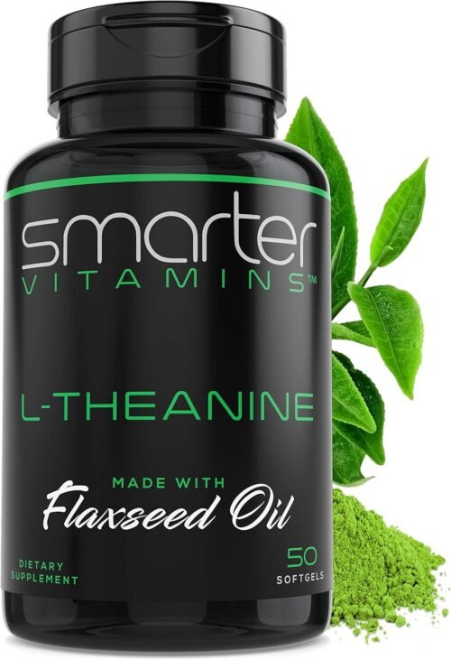 Smarter L-Theanine 250mg Supplement, in Non-GMO Flaxseed Oil, 50 Liquid Softgels