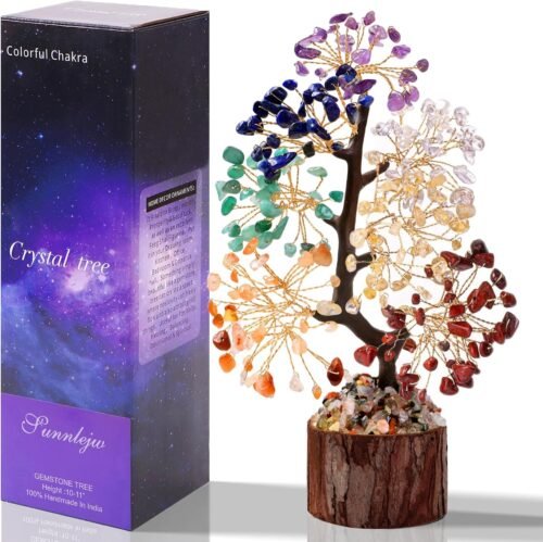 7 Chakra Crystal Tree of Life,Birthday Gifts for Women, Healing Crystal and Stones for Positive Energy,Gifts for Sister and Mom,House Warming Gift,Money Feng Shui Tree Decoration