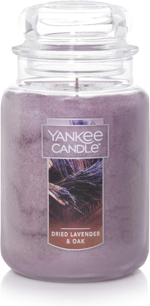 Yankee Candle Dried Lavender & Oak​ Scented, Classic 22 Oz Large Jar Single Wick Aromatherapy Candle, Over 110 Hours of Burn Time, Ideal for Creating a Welcoming Home, Perfect for Gifting
